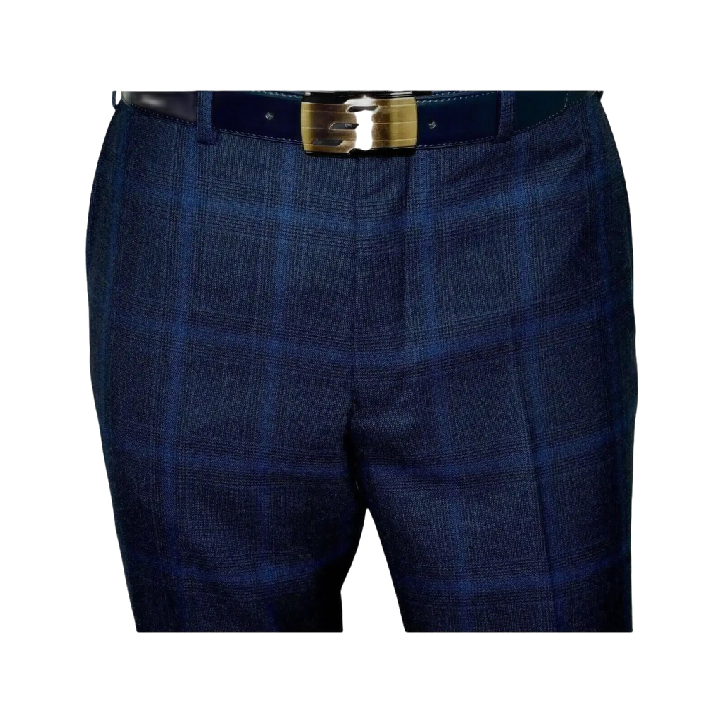 Men TALLIA Suit Wool Blend English Glen Plaid Classic 2Button VDVA2SVX0026 Blue - J.Valintin Men's Wear Legend - 16170