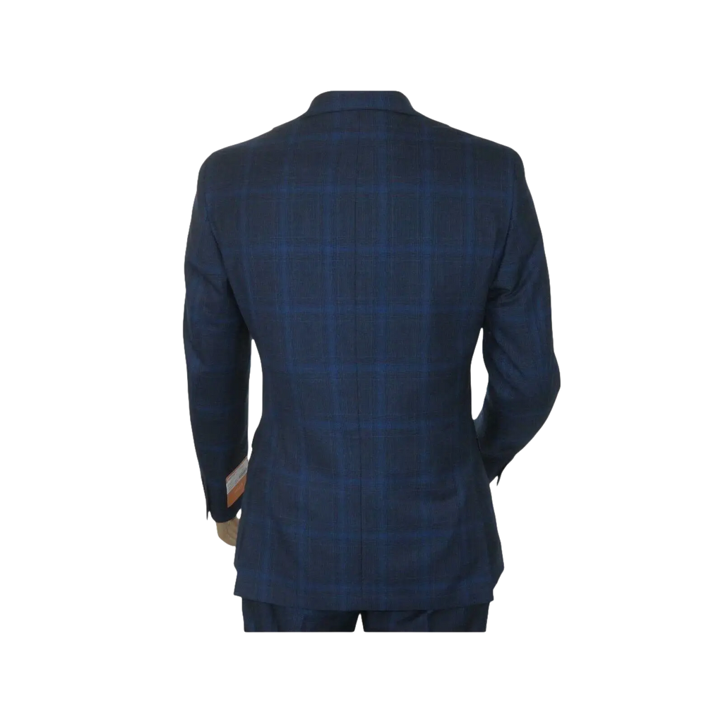 Men TALLIA Suit Wool Blend English Glen Plaid Classic 2Button VDVA2SVX0026 Blue - J.Valintin Men's Wear Legend - 16170