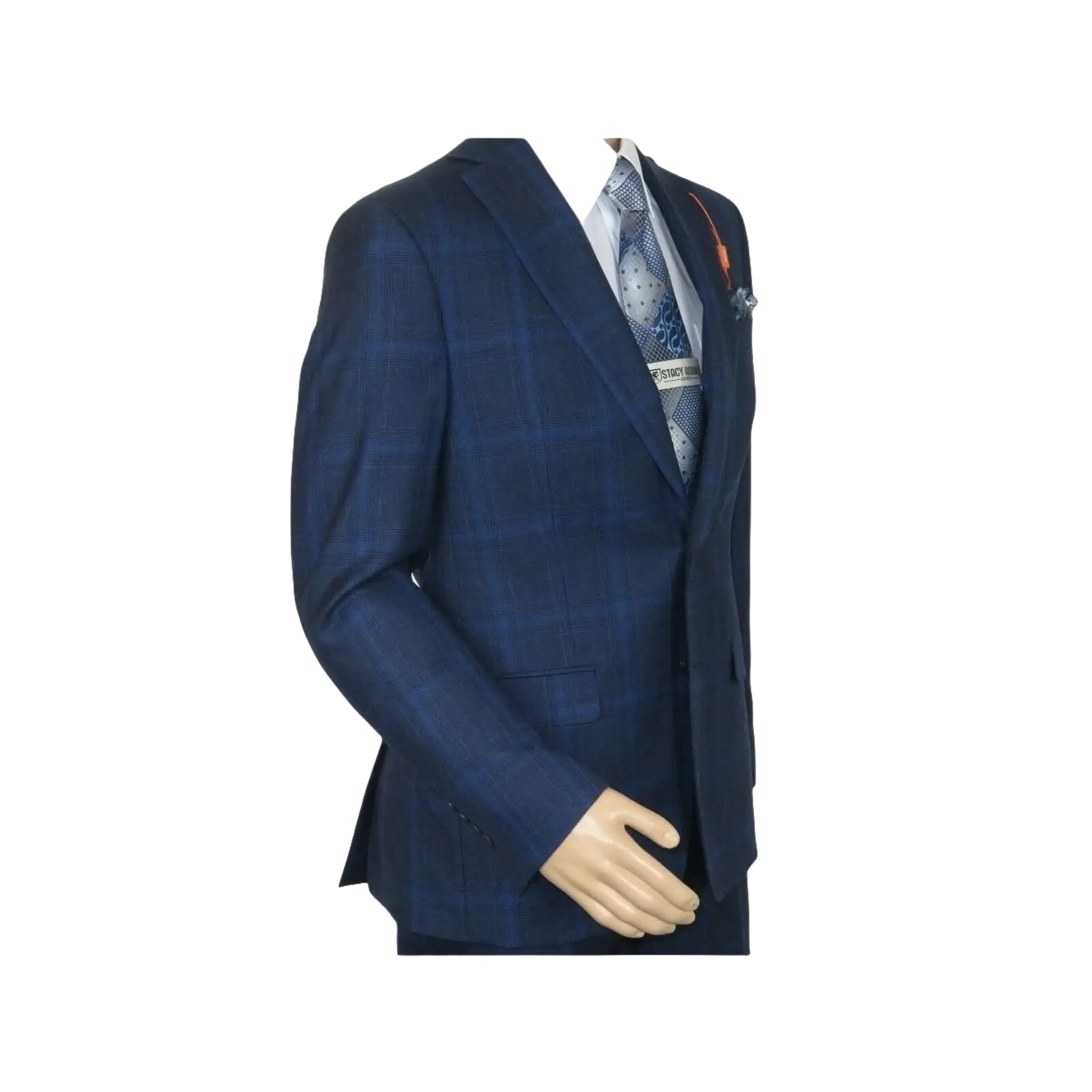 Men TALLIA Suit Wool Blend English Glen Plaid Classic 2Button VDVA2SVX0026 Blue - J.Valintin Men's Wear Legend - 16170