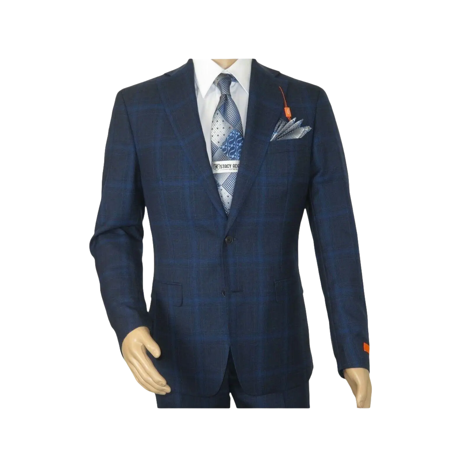 Men TALLIA Suit Wool Blend English Glen Plaid Classic 2Button VDVA2SVX0026 Blue - J.Valintin Men's Wear Legend - 16170