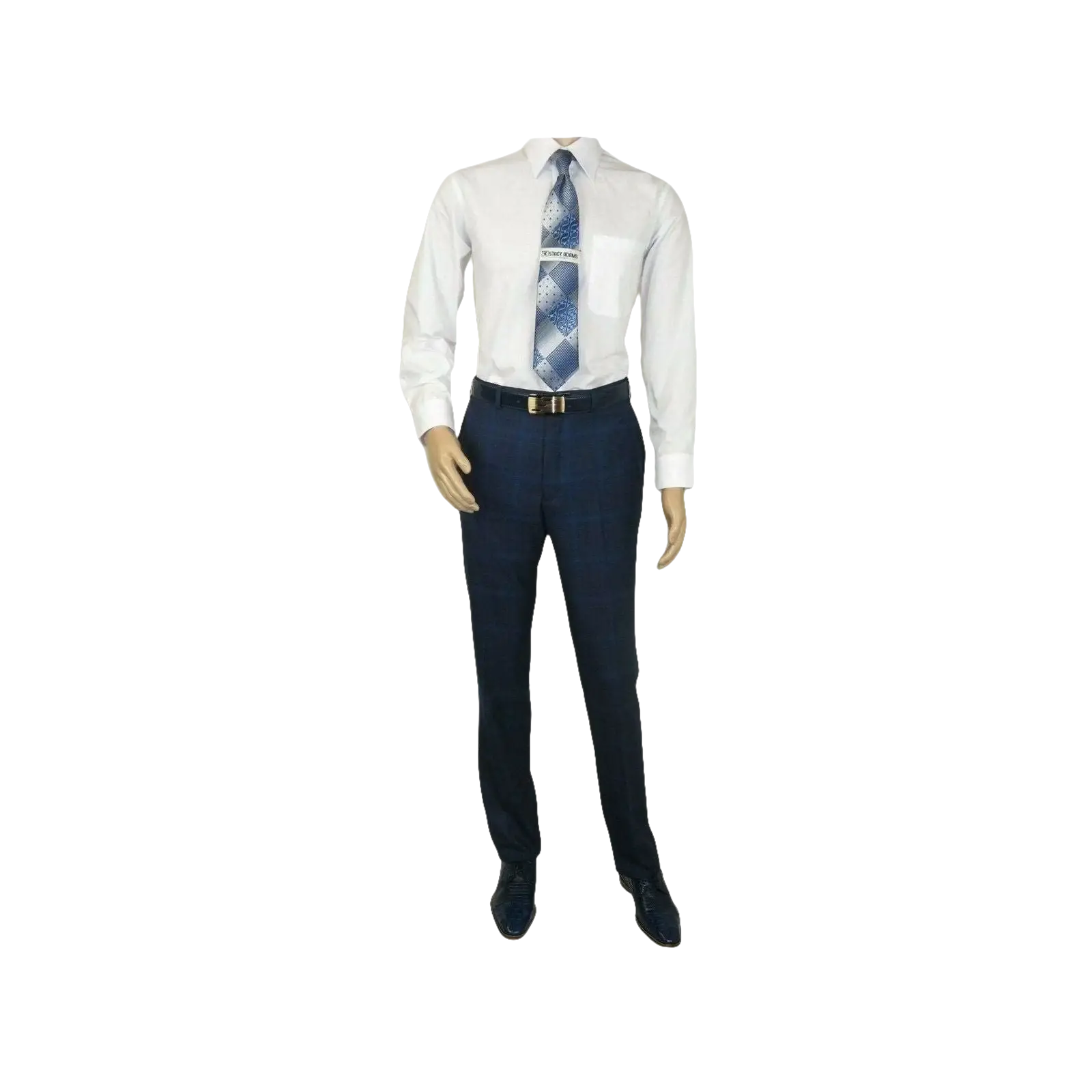 Men TALLIA Suit Wool Blend English Glen Plaid Classic 2Button VDVA2SVX0026 Blue - J.Valintin Men's Wear Legend - 16170