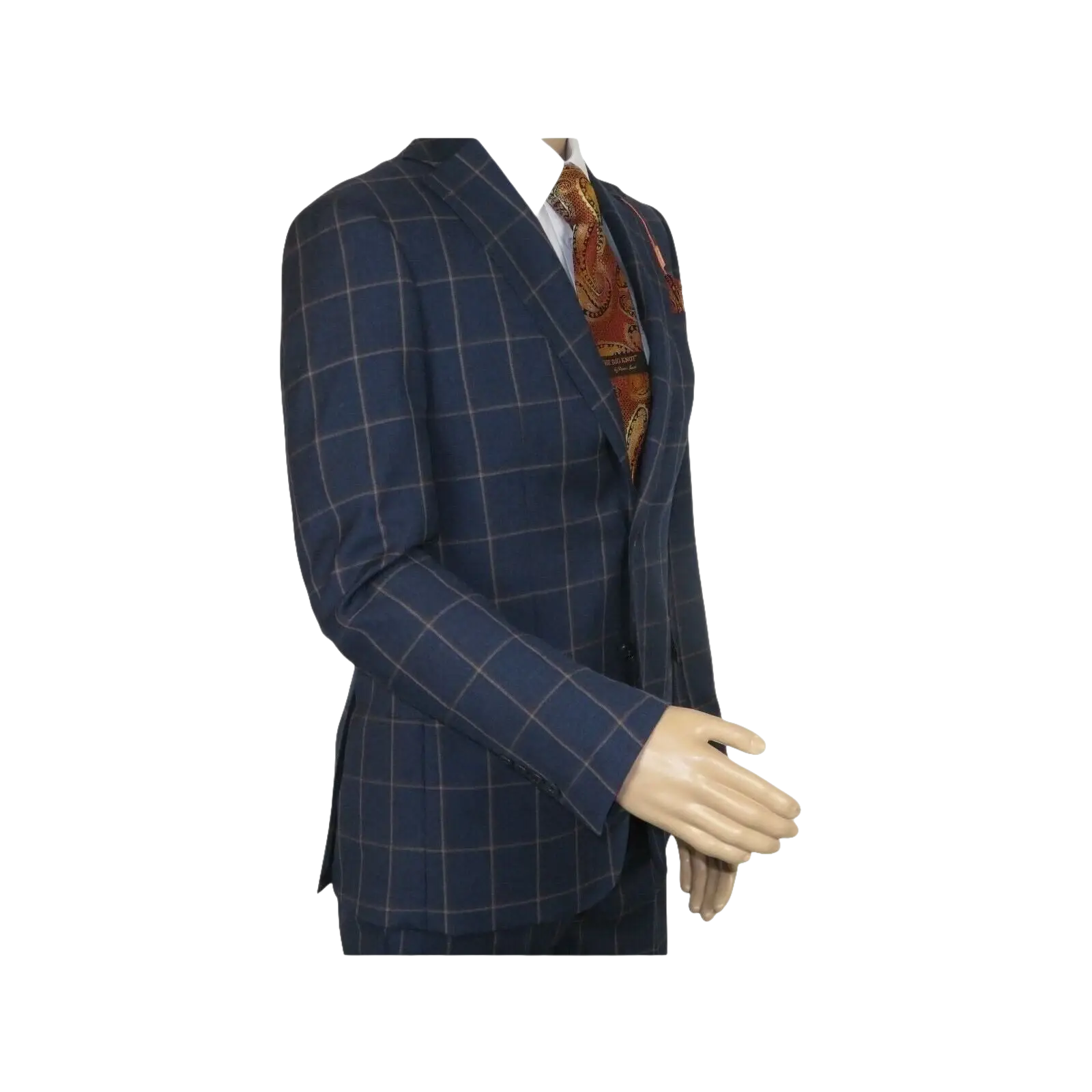 Men TALLIA Suit Wool Blend English Plaid Classic 2Button VDVA2SVX0013 Blue Brown - J.Valintin Men's Wear Legend - 16150