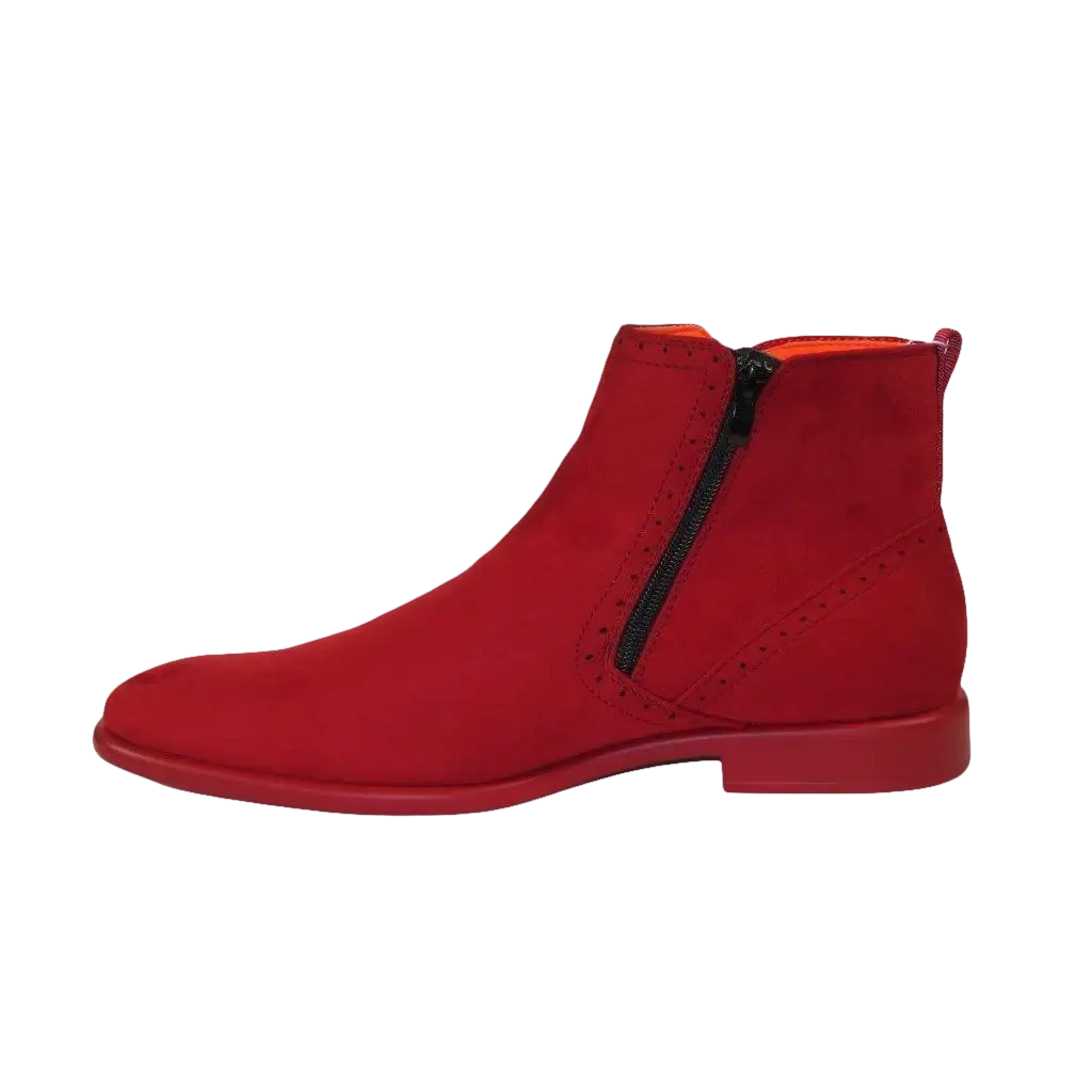 Men TAYNO Chelsea Chukka Soft Micro Suede Zip up Boot Coupe S Red - J.Valintin Men's Wear Legend - Coupe S - Red - 9