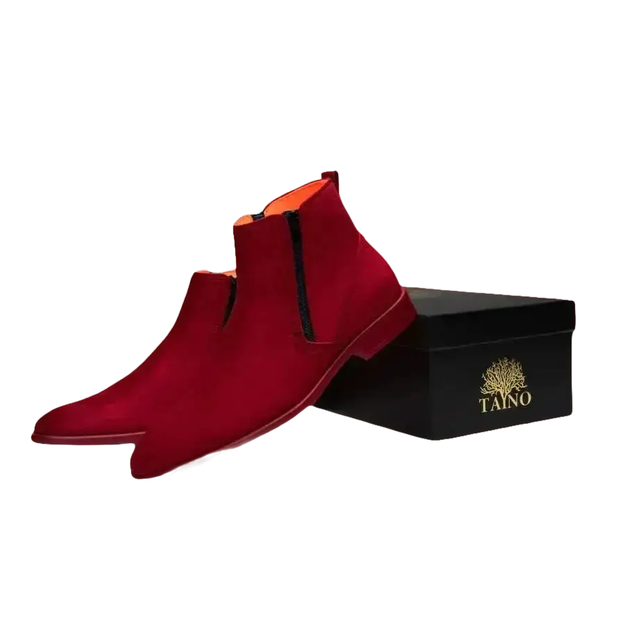 Men TAYNO Chelsea Chukka Soft Micro Suede Zip up Boot Coupe S Red - J.Valintin Men's Wear Legend - Coupe S - Red - 9