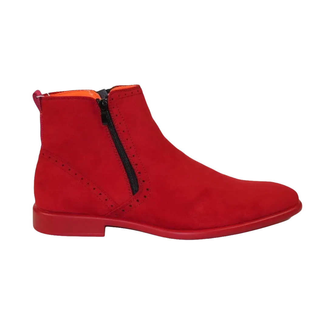 Men TAYNO Chelsea Chukka Soft Micro Suede Zip up Boot Coupe S Red - J.Valintin Men's Wear Legend - Coupe S - Red - 9