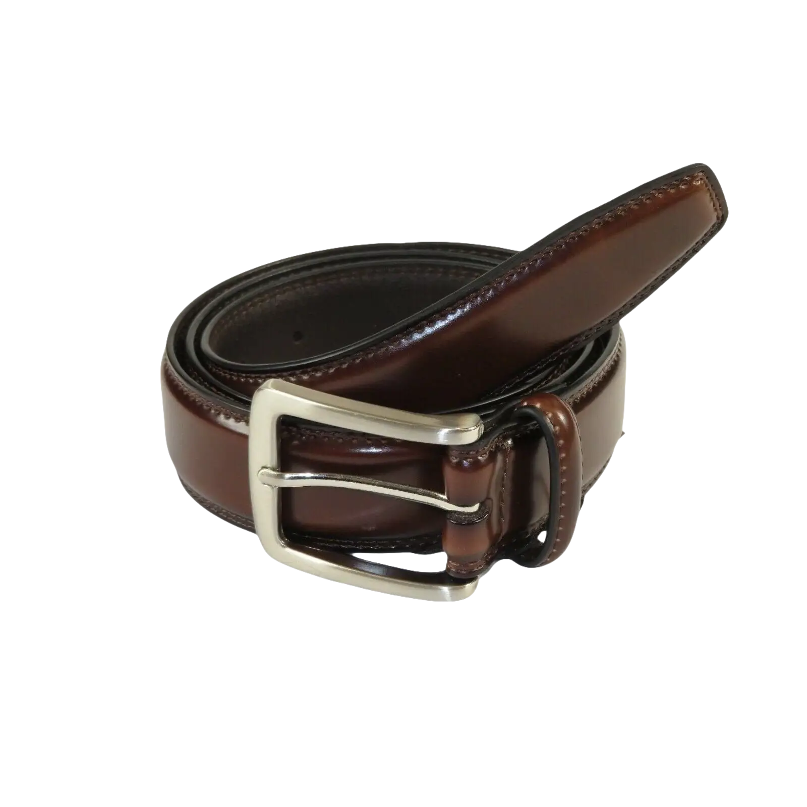 Men VALENTINI Leather Belt Stitch down Classic Pin Buckle V711 Brown New - J.Valintin Men's Wear Legend - 92197