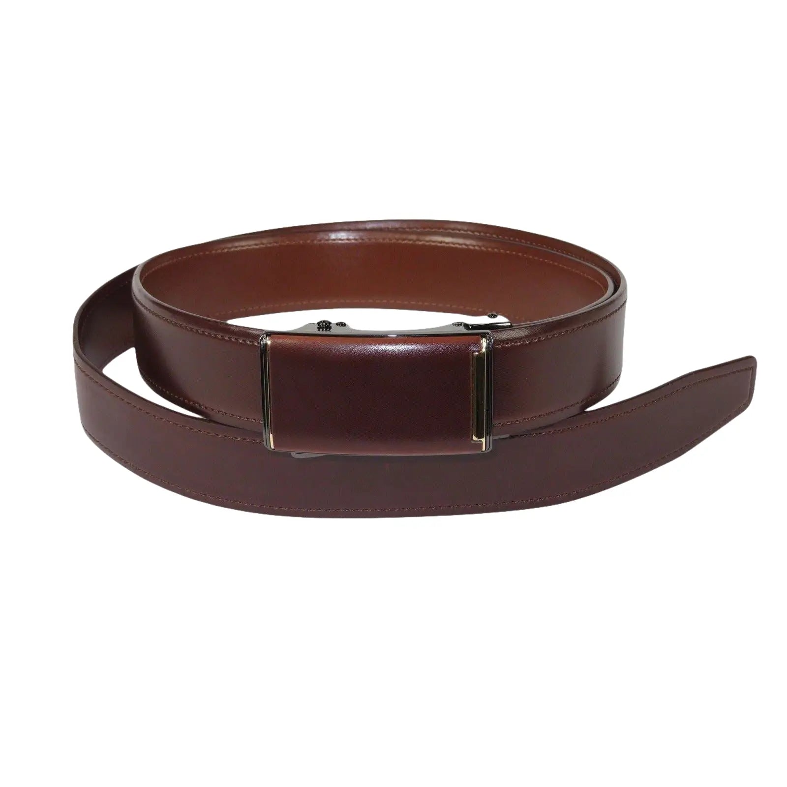 Men VALENTINI Leather Track Belt Adjustable Removable Buckle V502 Brown - J.Valintin Men's Wear Legend - 92135