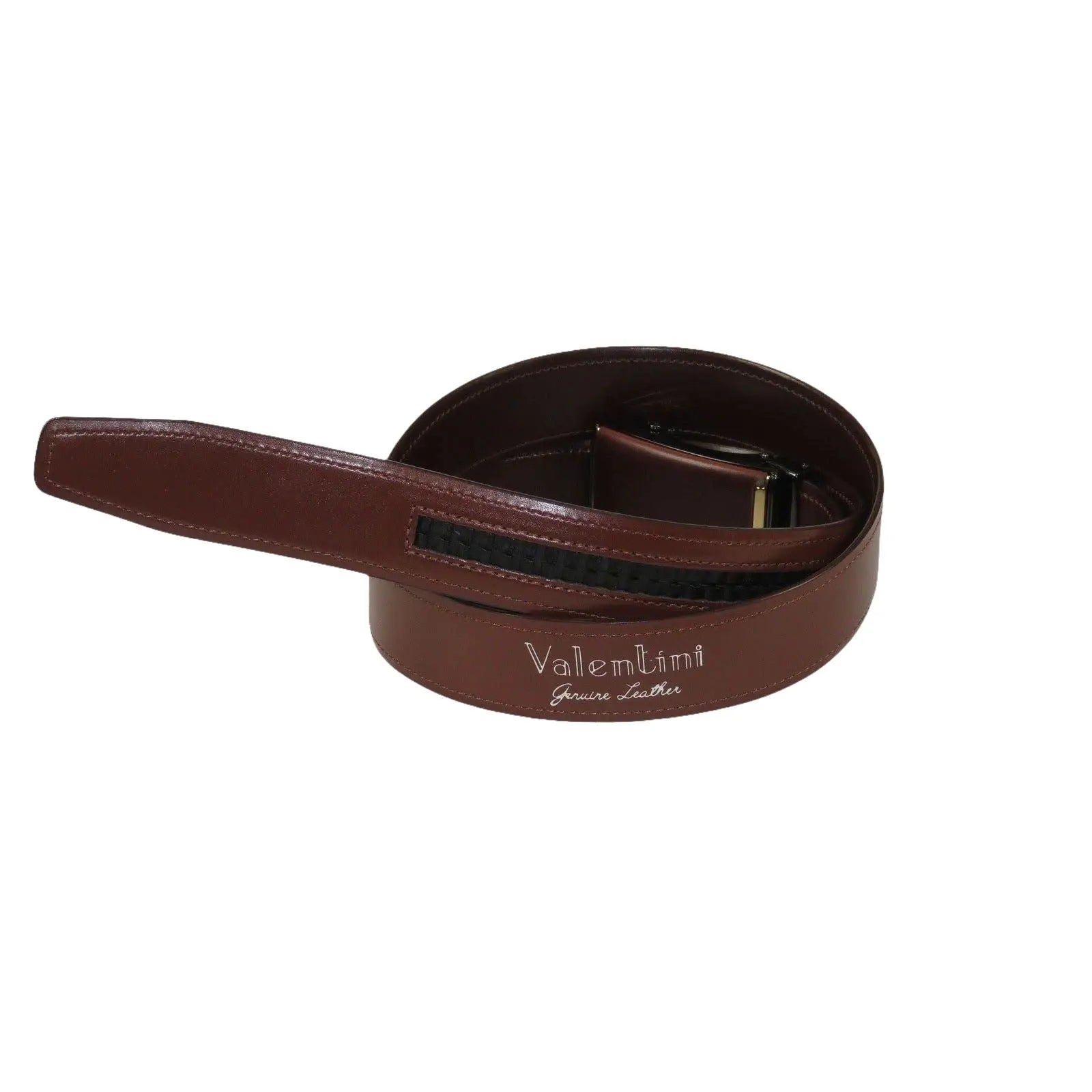 Men VALENTINI Leather Track Belt Adjustable Removable Buckle V502 Brown - J.Valintin Men's Wear Legend - 92135