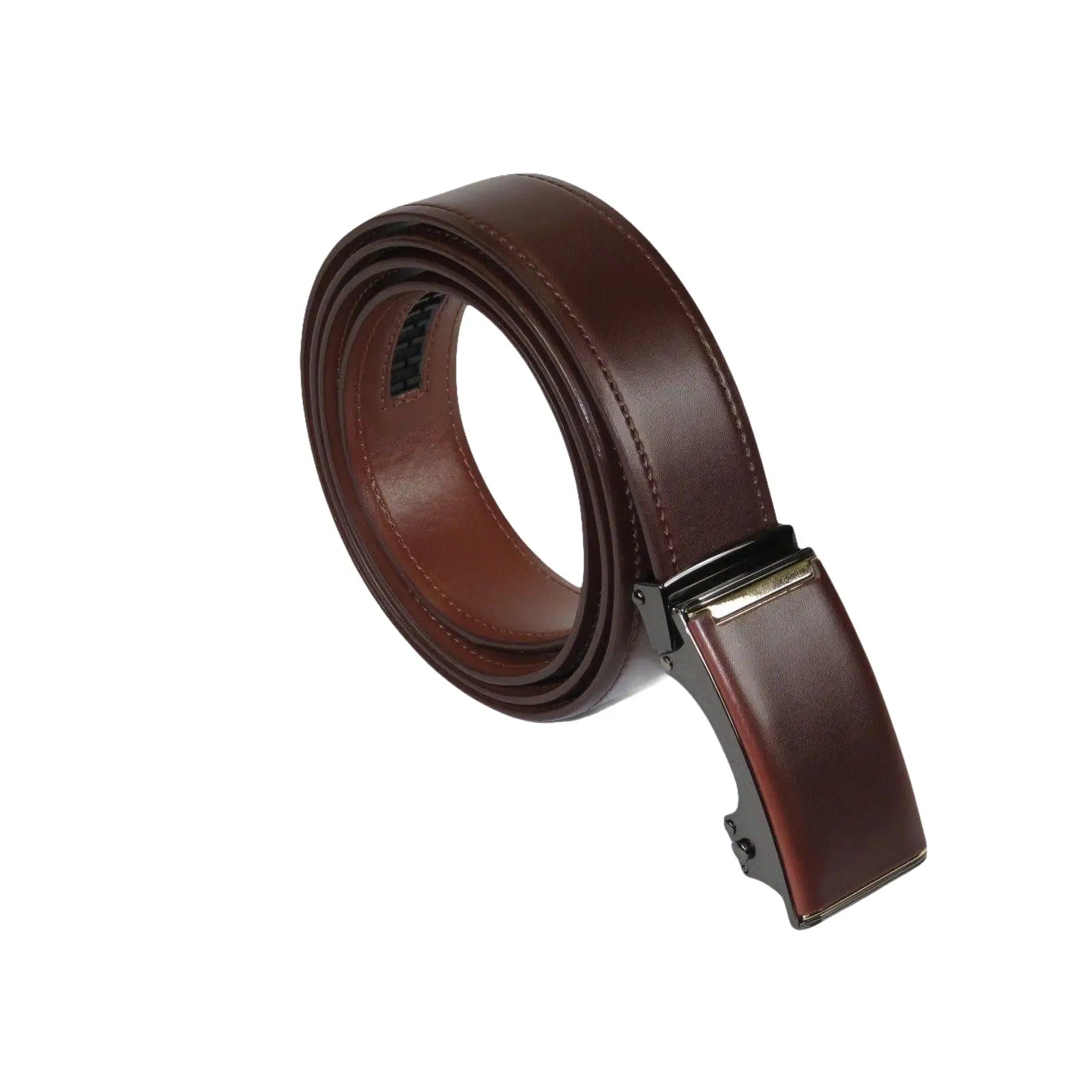 Men VALENTINI Leather Track Belt Adjustable Removable Buckle V502 Brown - J.Valintin Men's Wear Legend - 92135