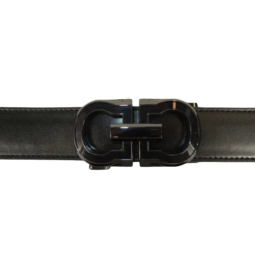 Men VALENTINI Leather Track Belt Adjustable Removable Buckle V511 Black - J.Valintin Men's Wear Legend - V511 - black