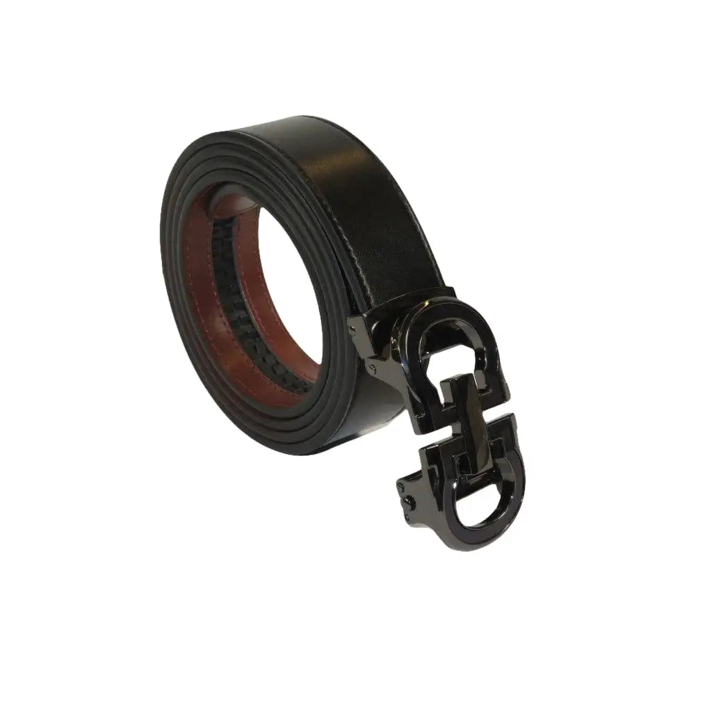 Men VALENTINI Leather Track Belt Adjustable Removable Buckle V511 Black - J.Valintin Men's Wear Legend - V511 - black