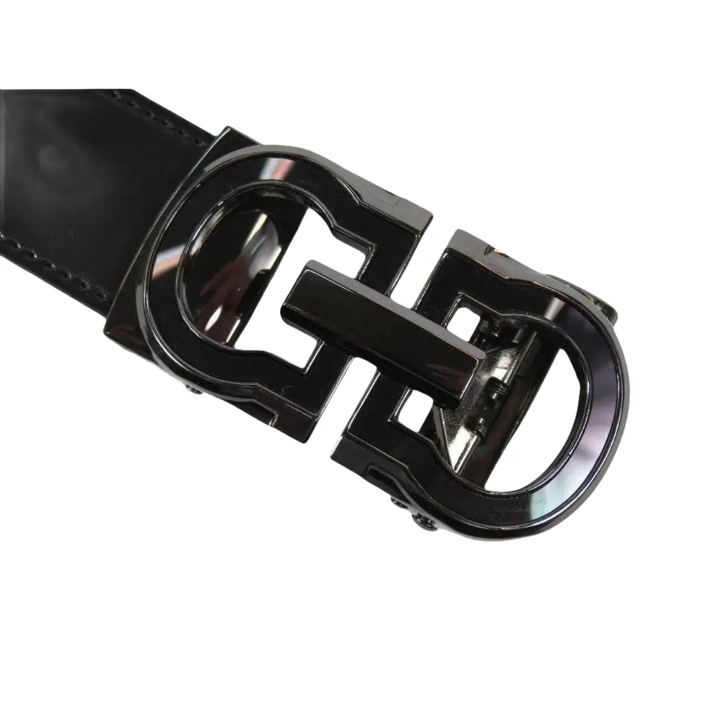 Men VALENTINI Leather Track Belt Adjustable Removable Buckle V511 Black - J.Valintin Men's Wear Legend - V511 - black