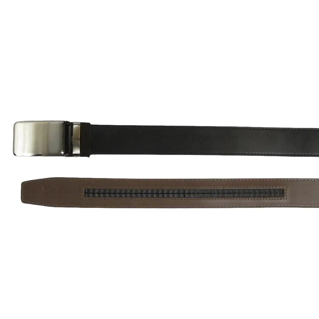 Men VALENTINI Leather Track Belt Adjustable Removable Buckle V519 Black - J.Valintin Men's Wear Legend - V519 - Black