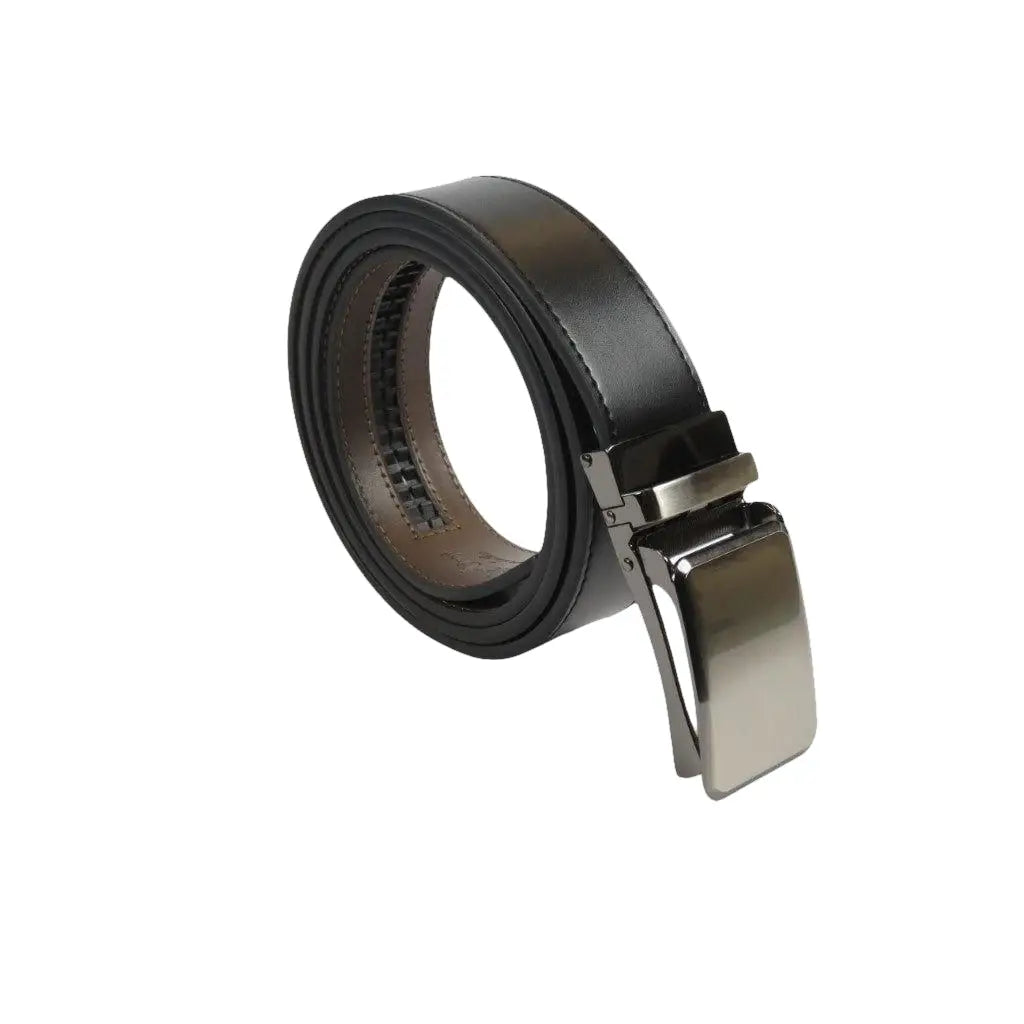 Men VALENTINI Leather Track Belt Adjustable Removable Buckle V519 Black - J.Valintin Men's Wear Legend - V519 - Black
