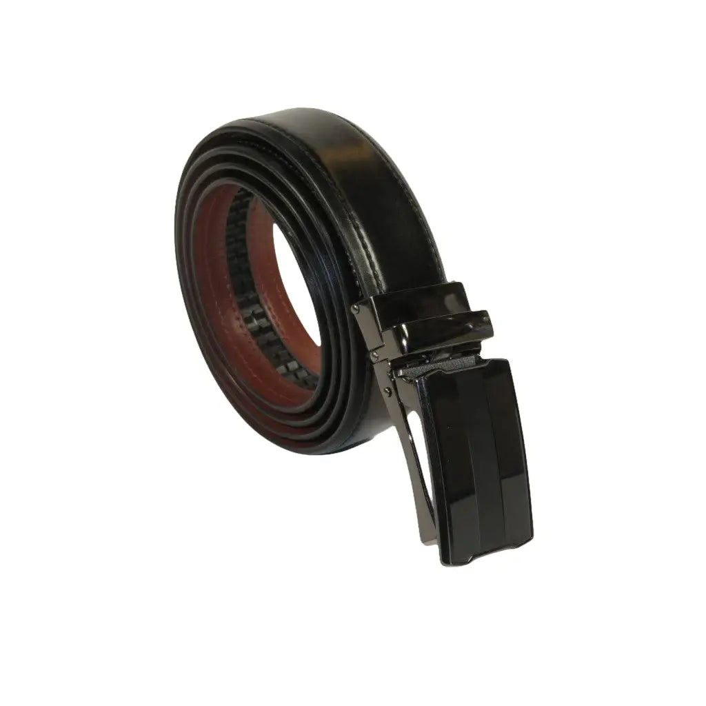 Men VALENTINI Leather Track Belt Adjustable Removable Buckle V525 Black - J.Valintin Men's Wear Legend - V525 - Black