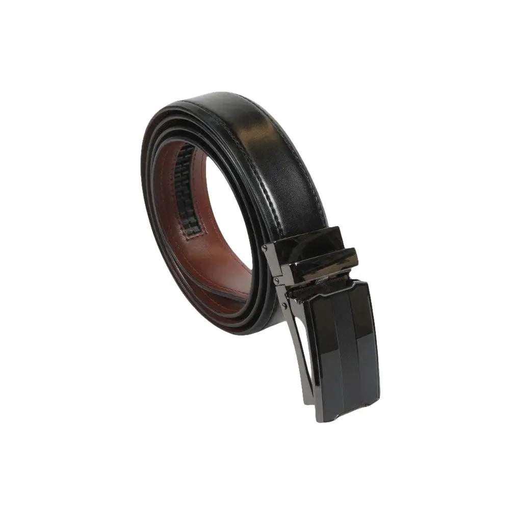 Men VALENTINI Leather Track Belt Adjustable Removable Buckle V525 Black - J.Valintin Men's Wear Legend - V525 - Black