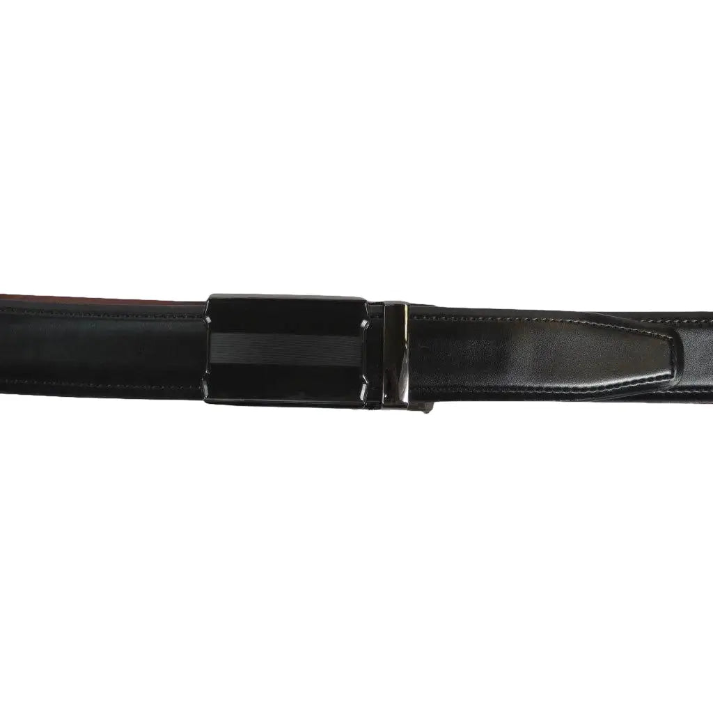 Men VALENTINI Leather Track Belt Adjustable Removable Buckle V525 Black - J.Valintin Men's Wear Legend - V525 - Black