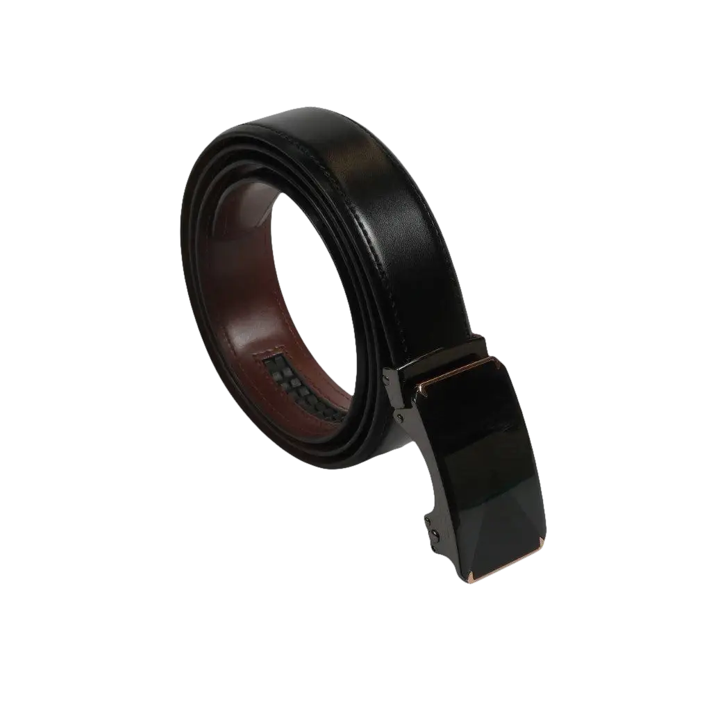 Men VALENTINI Leather Track Belt Adjustable Removable Buckle V526 Black - J.Valintin Men's Wear Legend - V526 - Black