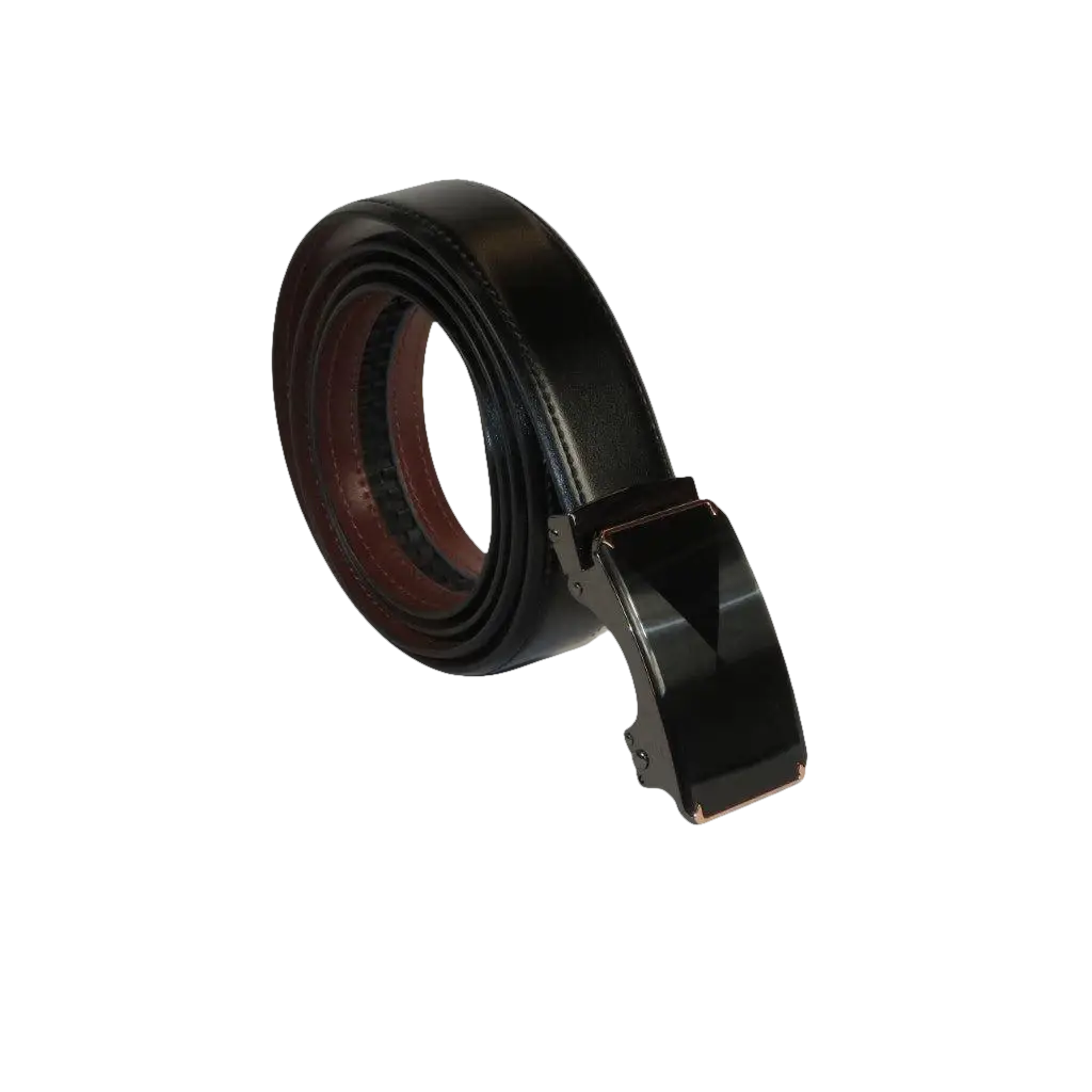 Men VALENTINI Leather Track Belt Adjustable Removable Buckle V526 Black - J.Valintin Men's Wear Legend - V526 - Black