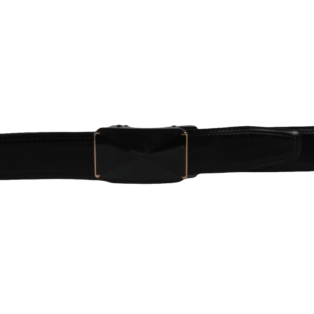 Men VALENTINI Leather Track Belt Adjustable Removable Buckle V526 Black - J.Valintin Men's Wear Legend - V526 - Black