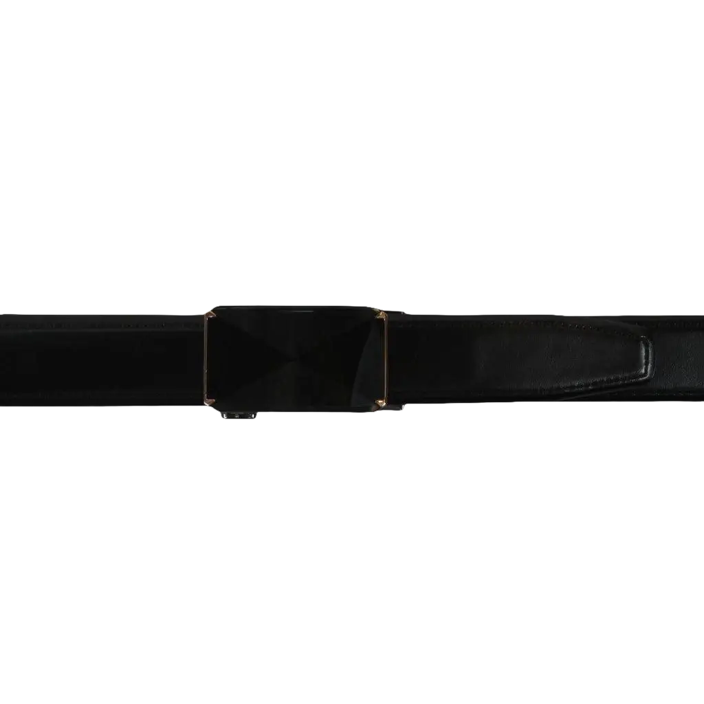 Men VALENTINI Leather Track Belt Adjustable Removable Buckle V526 Black - J.Valintin Men's Wear Legend - V526 - Black