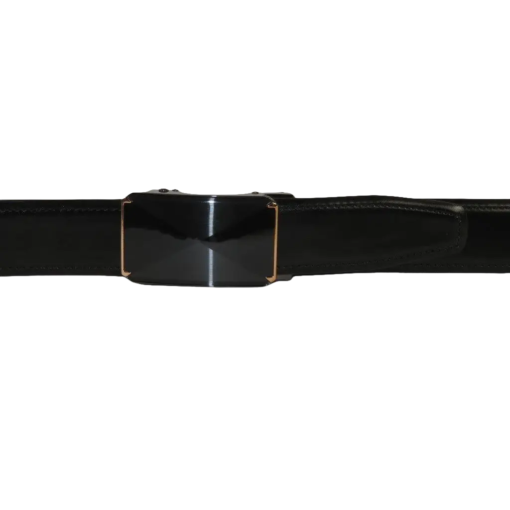 Men VALENTINI Leather Track Belt Adjustable Removable Buckle V526 Black - J.Valintin Men's Wear Legend - V526 - Black