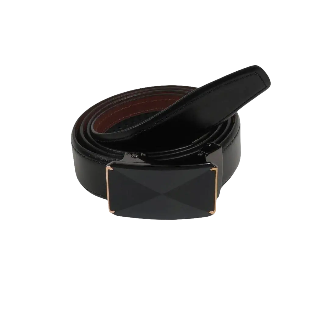 Men VALENTINI Leather Track Belt Adjustable Removable Buckle V526 Black - J.Valintin Men's Wear Legend - V526 - Black