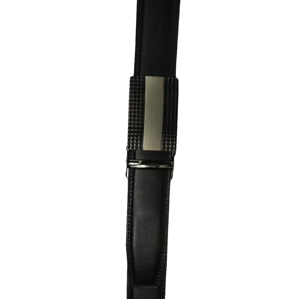Men VALENTINI Leather Track Belt Adjustable Removable Buckle V531 Black - J.Valintin Men's Wear Legend - V531 - Black