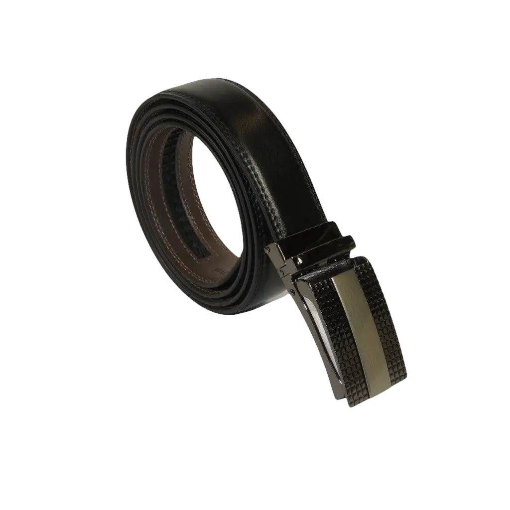 Men VALENTINI Leather Track Belt Adjustable Removable Buckle V531 Black - J.Valintin Men's Wear Legend - V531 - Black