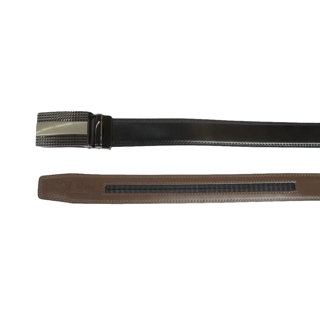Men VALENTINI Leather Track Belt Adjustable Removable Buckle V531 Black - J.Valintin Men's Wear Legend - V531 - Black