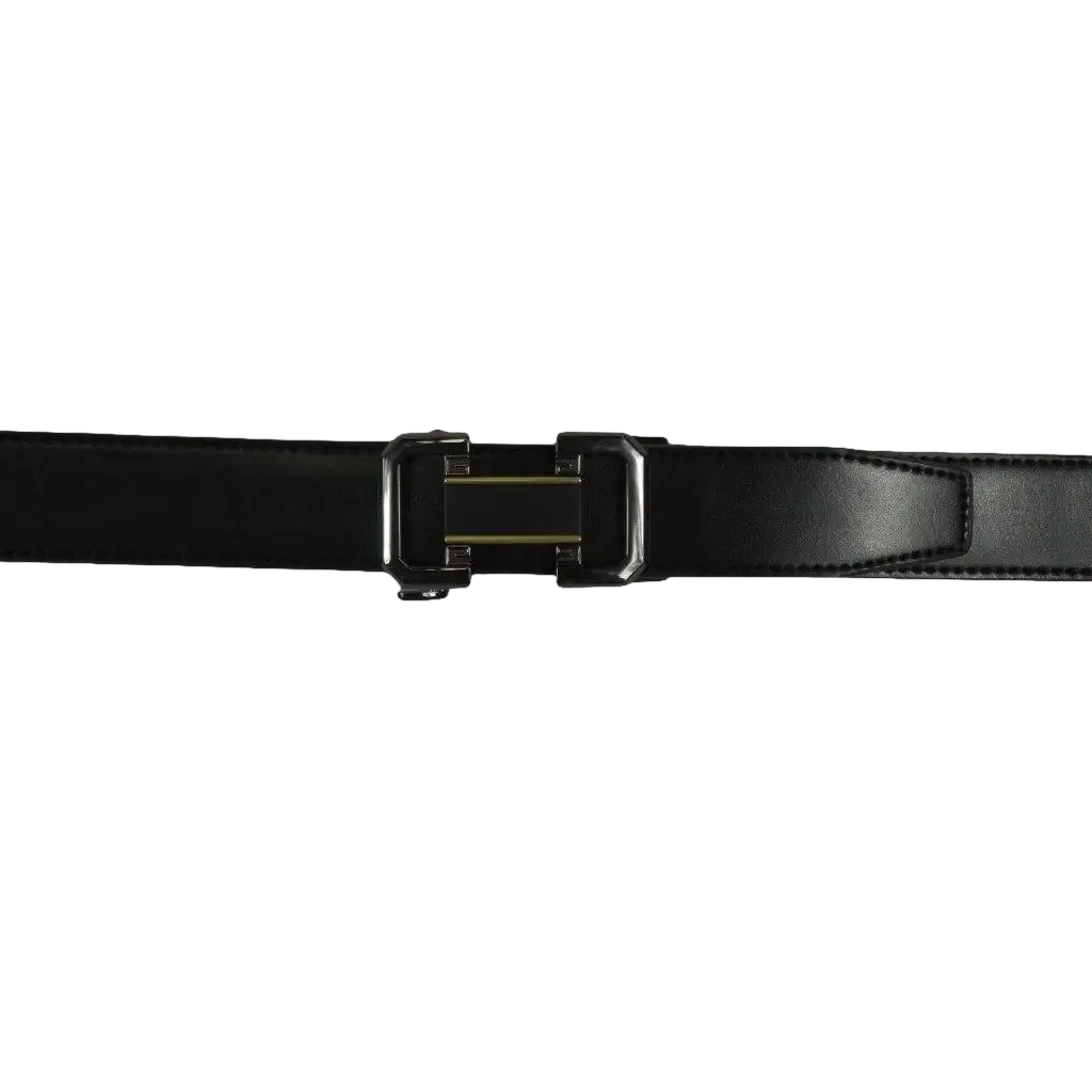 Men VALENTINI Leather Track Belt Adjustable Removable Buckle V536 Black - J.Valintin Men's Wear Legend - V536 - Black