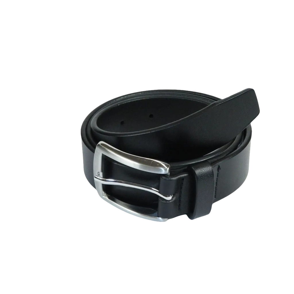 Men VALENTINI solid Leather Belt Classic Pin Buckle Big Sizes V801 black - J.Valintin Men's Wear Legend - 92176