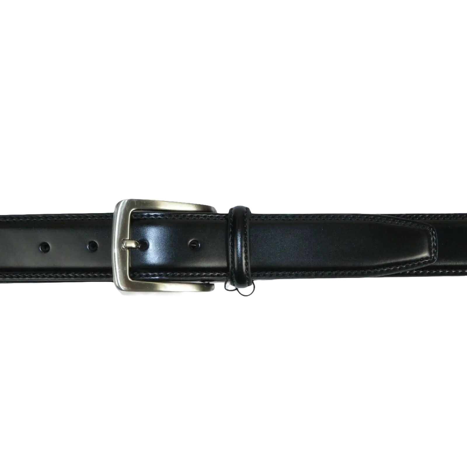 Men VALENTINI Stitched Leather Belt Classic Pin Buckle Business Dress V711 Black - J.Valintin Men's Wear Legend - 92140