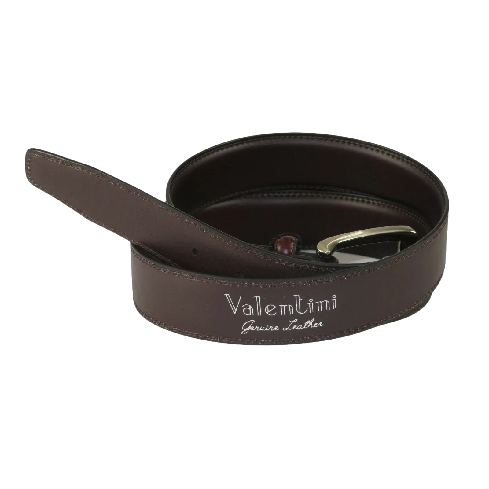 Men VALENTINI Stitched Leather Belt Classic Pin Buckle Business Dress V711 Wine - J.Valintin Men's Wear Legend - 92152
