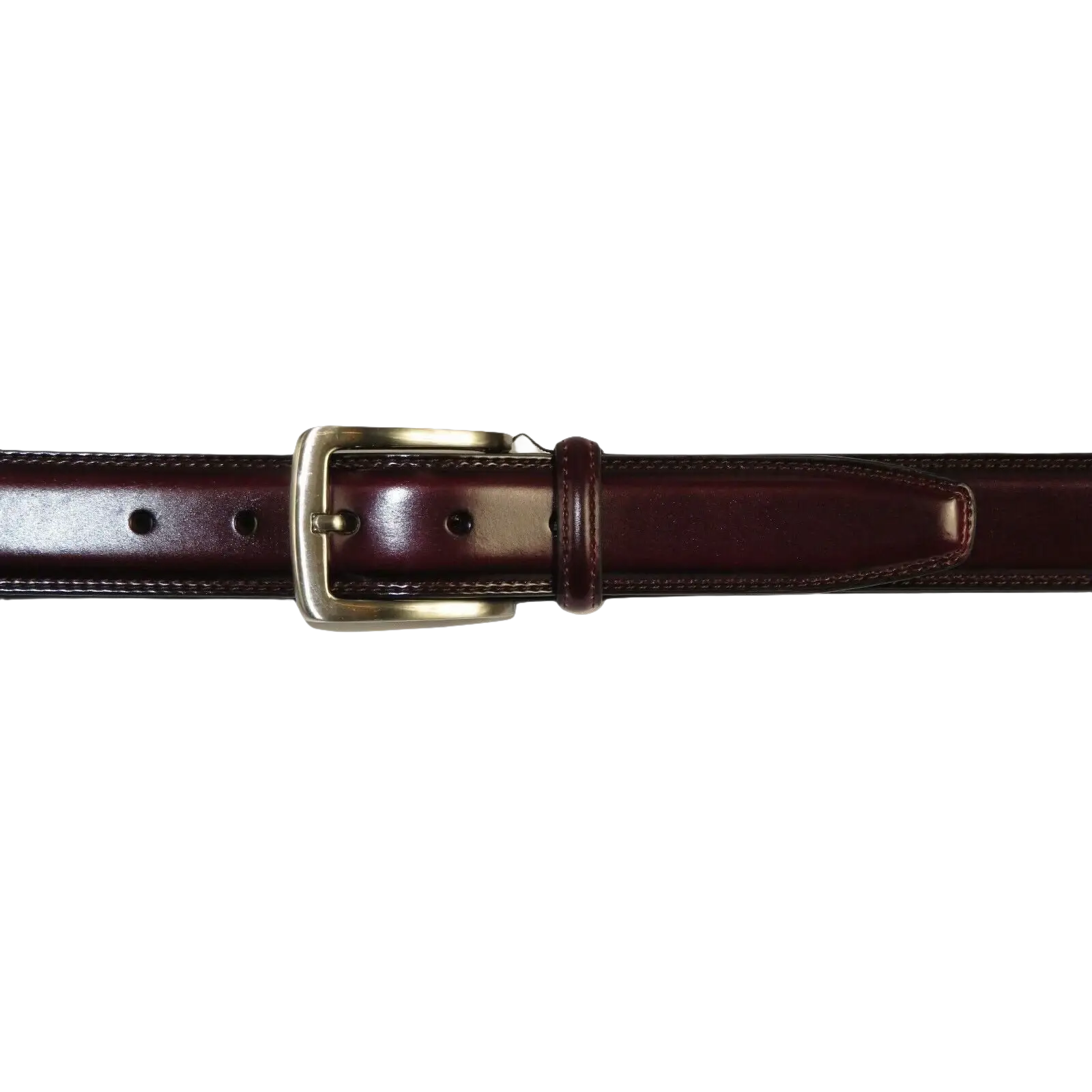 Men VALENTINI Stitched Leather Belt Classic Pin Buckle Business Dress V711 Wine - J.Valintin Men's Wear Legend - 92152