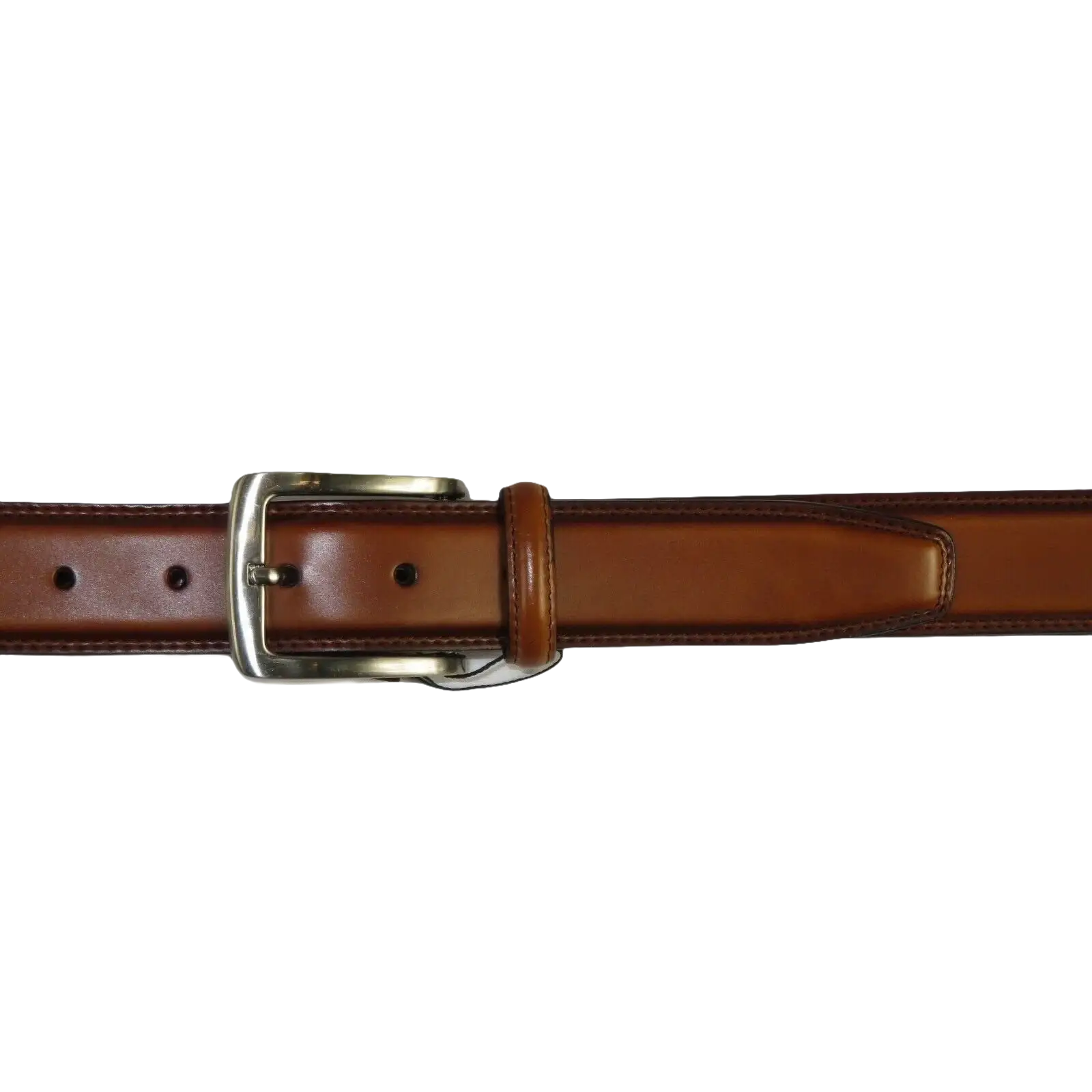 Men VALENTINI Stitched Leather Dress Belt Classic Pin Buckle V711 Cognac - J.Valintin Men's Wear Legend - 92136