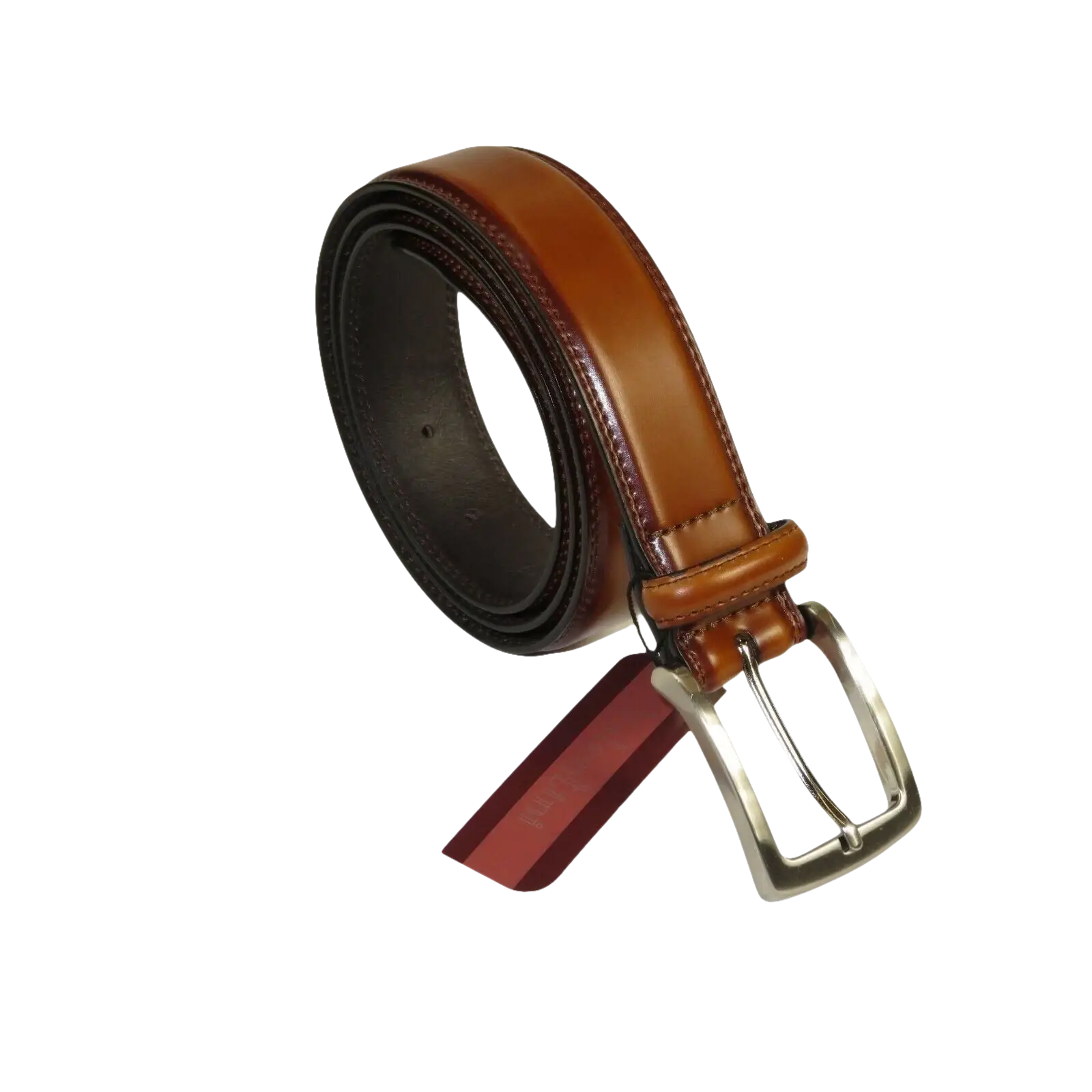 Men VALENTINI Stitched Leather Dress Belt Classic Pin Buckle V711 Cognac - J.Valintin Men's Wear Legend - 92136