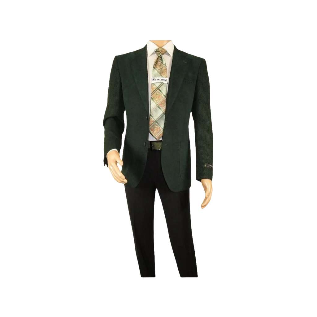 Men ZACCHI Velour Velveteen Hounds tooth Blazer Sport Coat DUANE 74524 Green - J.Valintin Men's Wear Legend - 98757