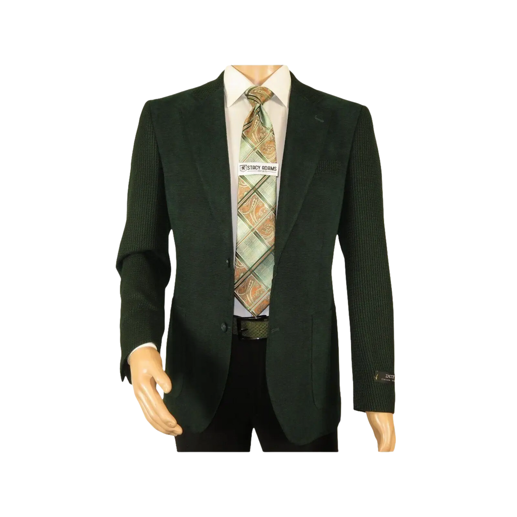 Men ZACCHI Velour Velveteen Hounds tooth Blazer Sport Coat DUANE 74524 Green - J.Valintin Men's Wear Legend - 98757