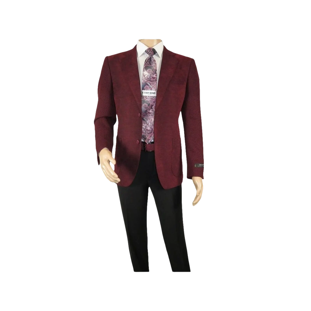 Men ZACCHI Velour Velveteen Hounds tooth Blazer Sport Coat DUANE 74526 Burgundy - J.Valintin Men's Wear Legend - 98751