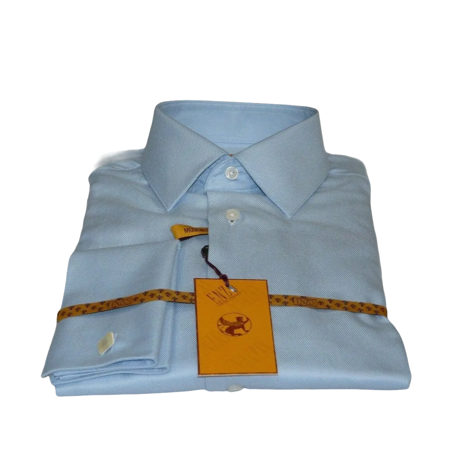 Mens 100% Egyptian Cotton Shirt French Cuffs Wrinkle resistance Enzo 61102 Blue - J.Valintin Men's Wear Legend - 393