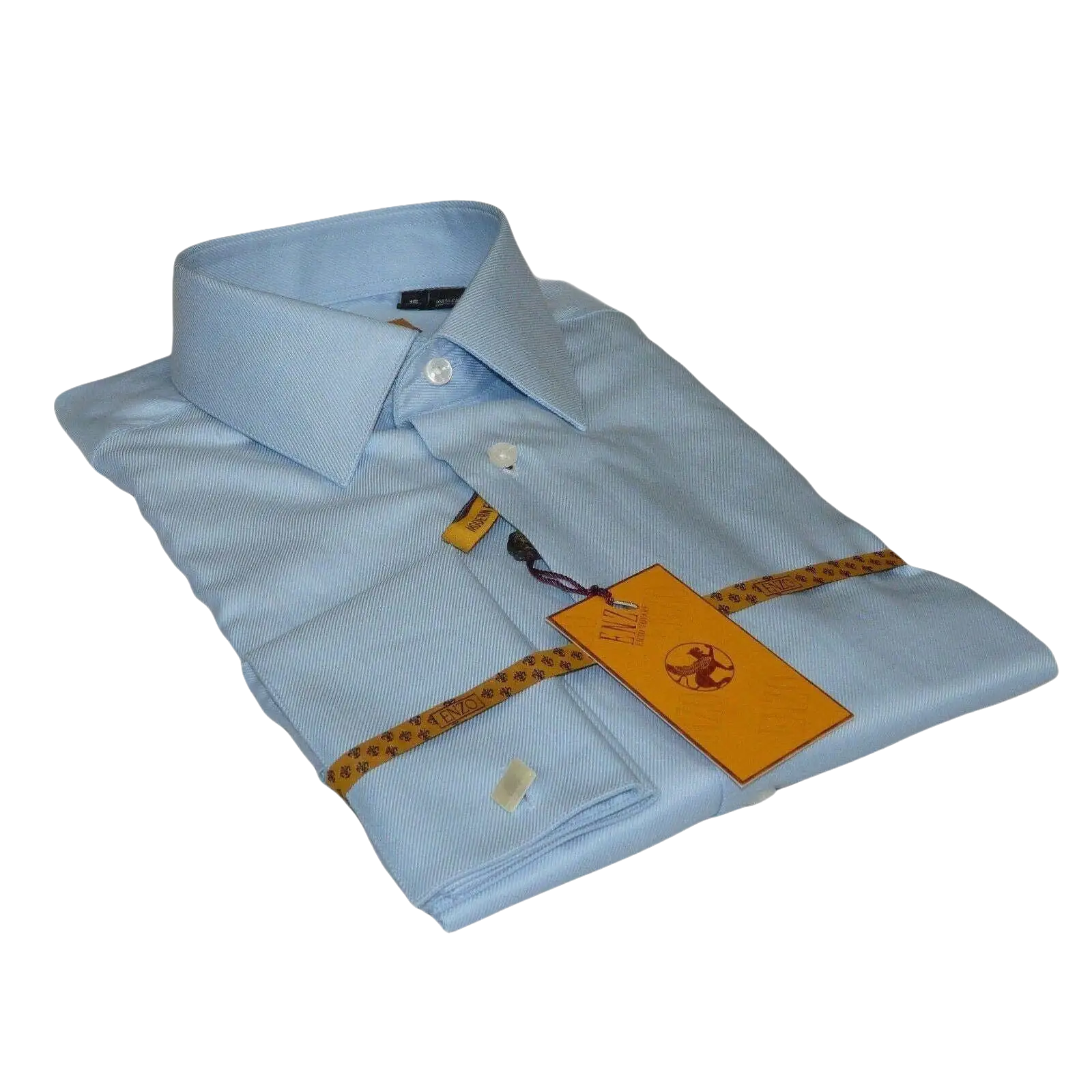 Mens 100% Egyptian Cotton Shirt French Cuffs Wrinkle resistance Enzo 61102 Blue - J.Valintin Men's Wear Legend - 393