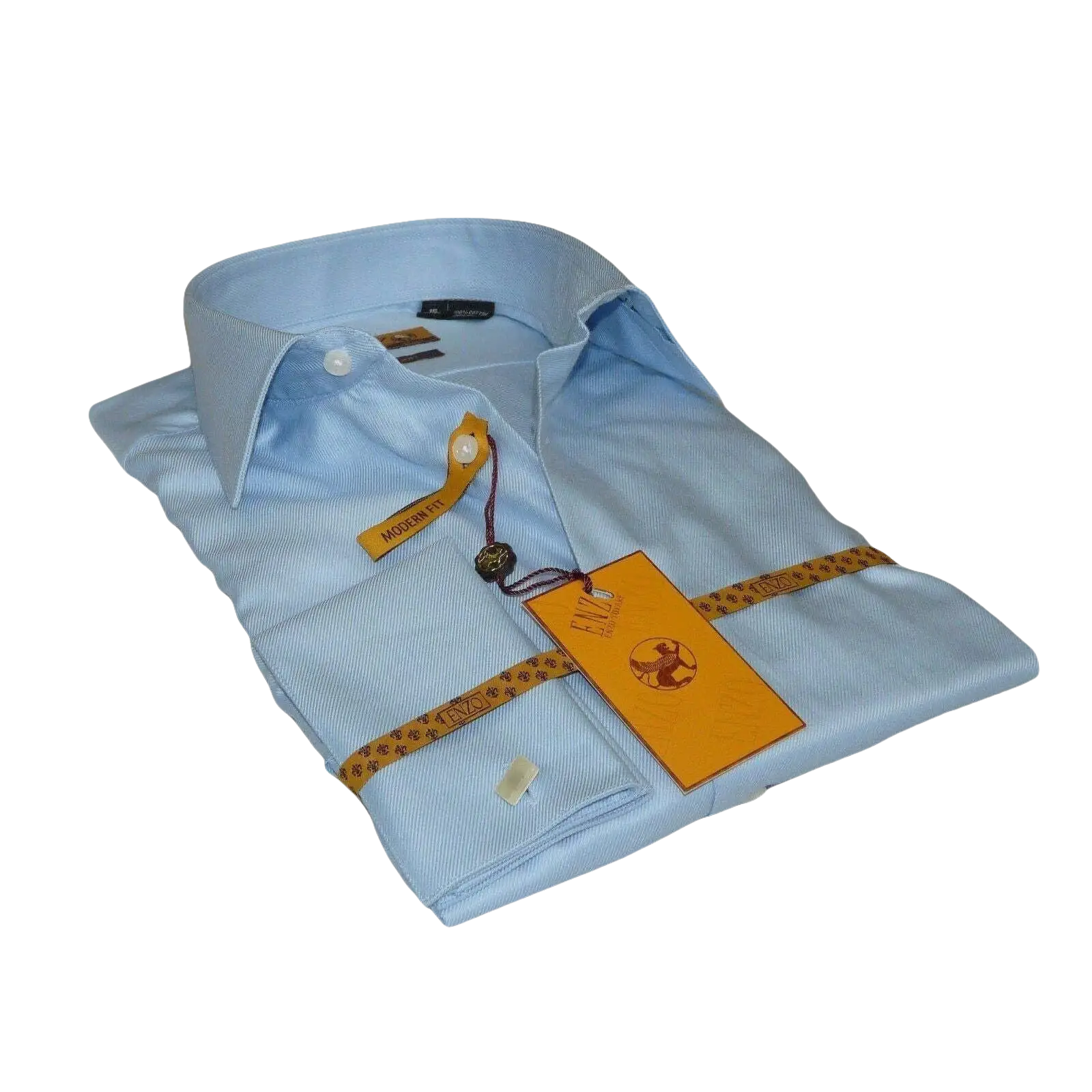 Mens 100% Egyptian Cotton Shirt French Cuffs Wrinkle resistance Enzo 61102 Blue - J.Valintin Men's Wear Legend - 393