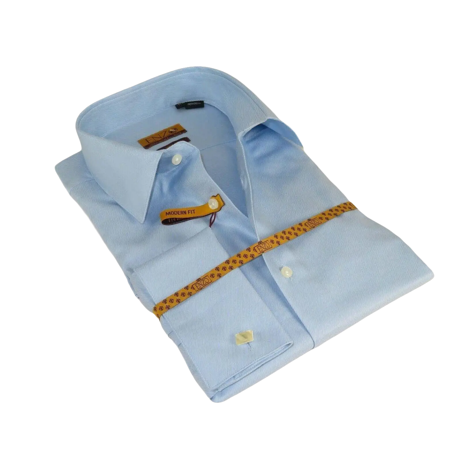 Mens 100% Egyptian Cotton Shirt French Cuffs Wrinkle resistance Enzo 61102 Blue - J.Valintin Men's Wear Legend - 393