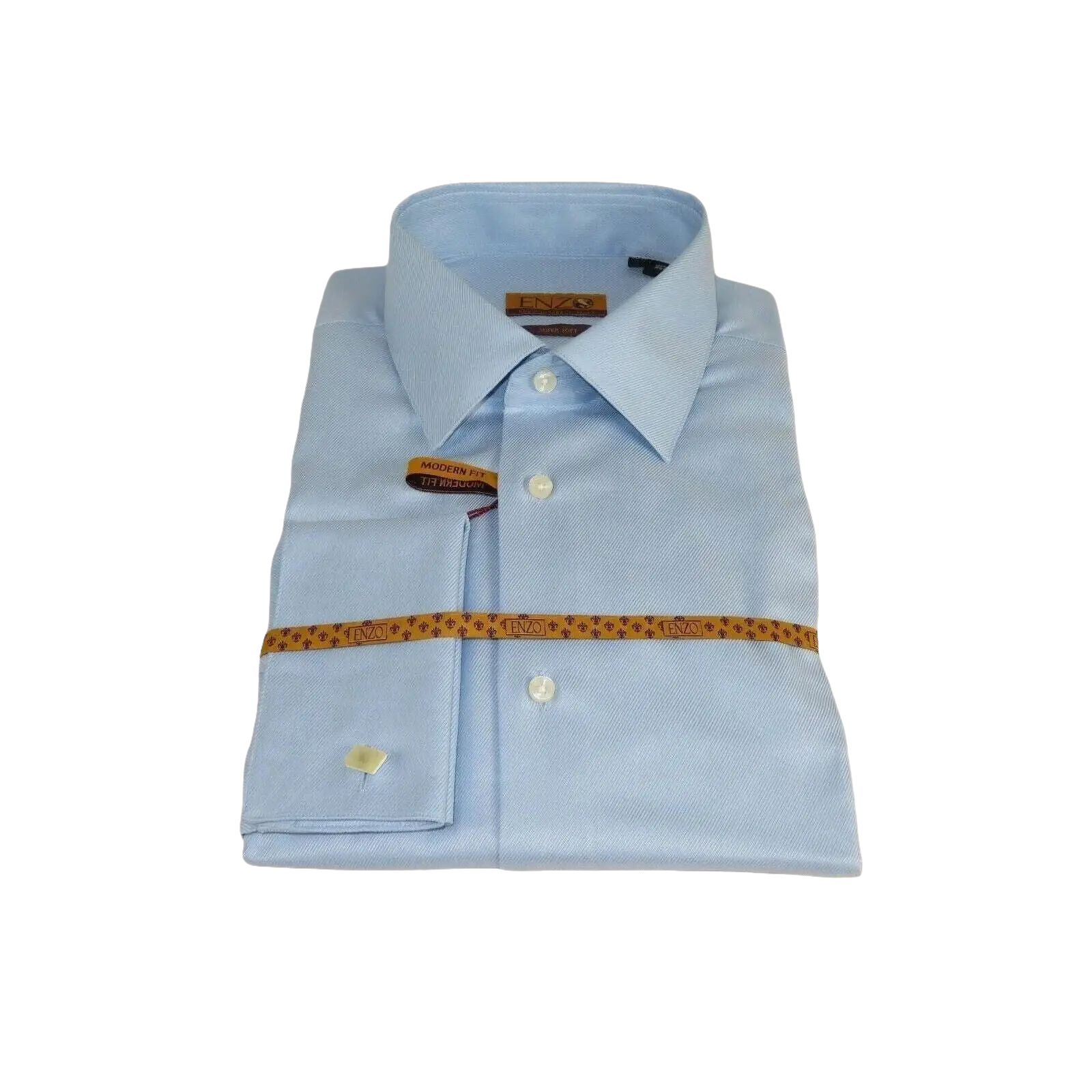 Mens 100% Egyptian Cotton Shirt French Cuffs Wrinkle resistance Enzo 61102 Blue - J.Valintin Men's Wear Legend - 393