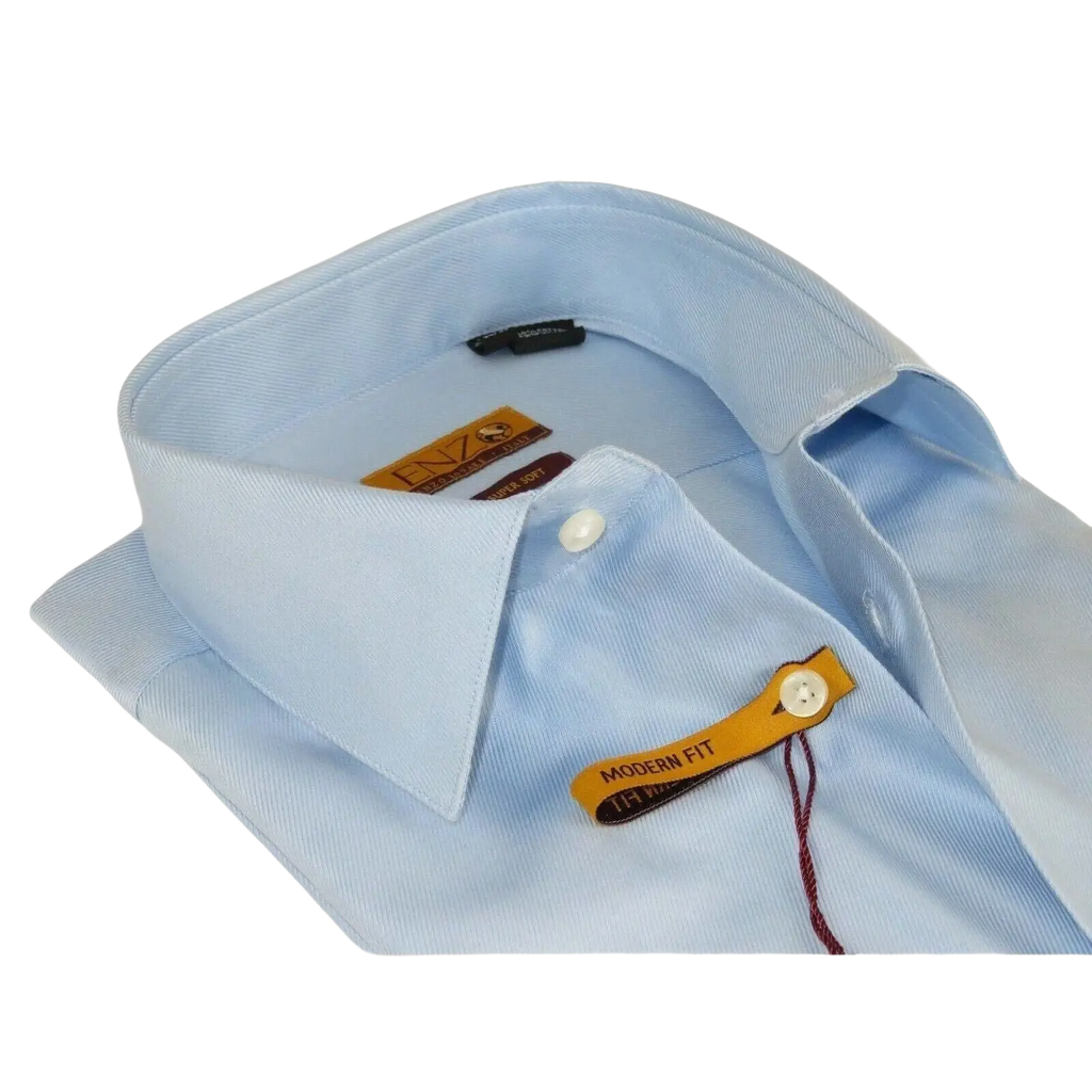 Mens 100% Egyptian Cotton Shirt French Cuffs Wrinkle resistance Enzo 61102 Blue - J.Valintin Men's Wear Legend - 393