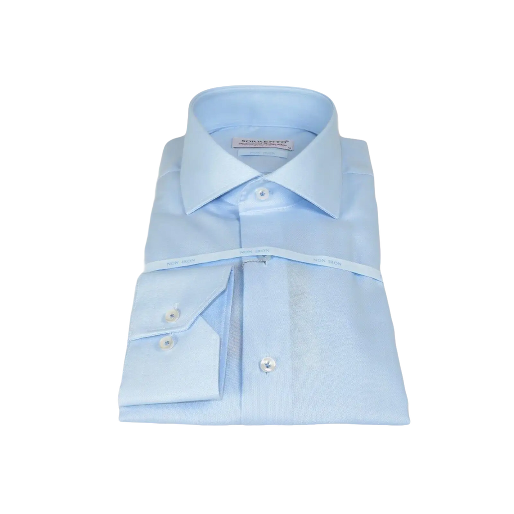 Mens 100% Italian Cotton Shirt High Quality Non Iron SORRENTO Turkey 4525 Blue - J.Valintin Men's Wear Legend - 96789