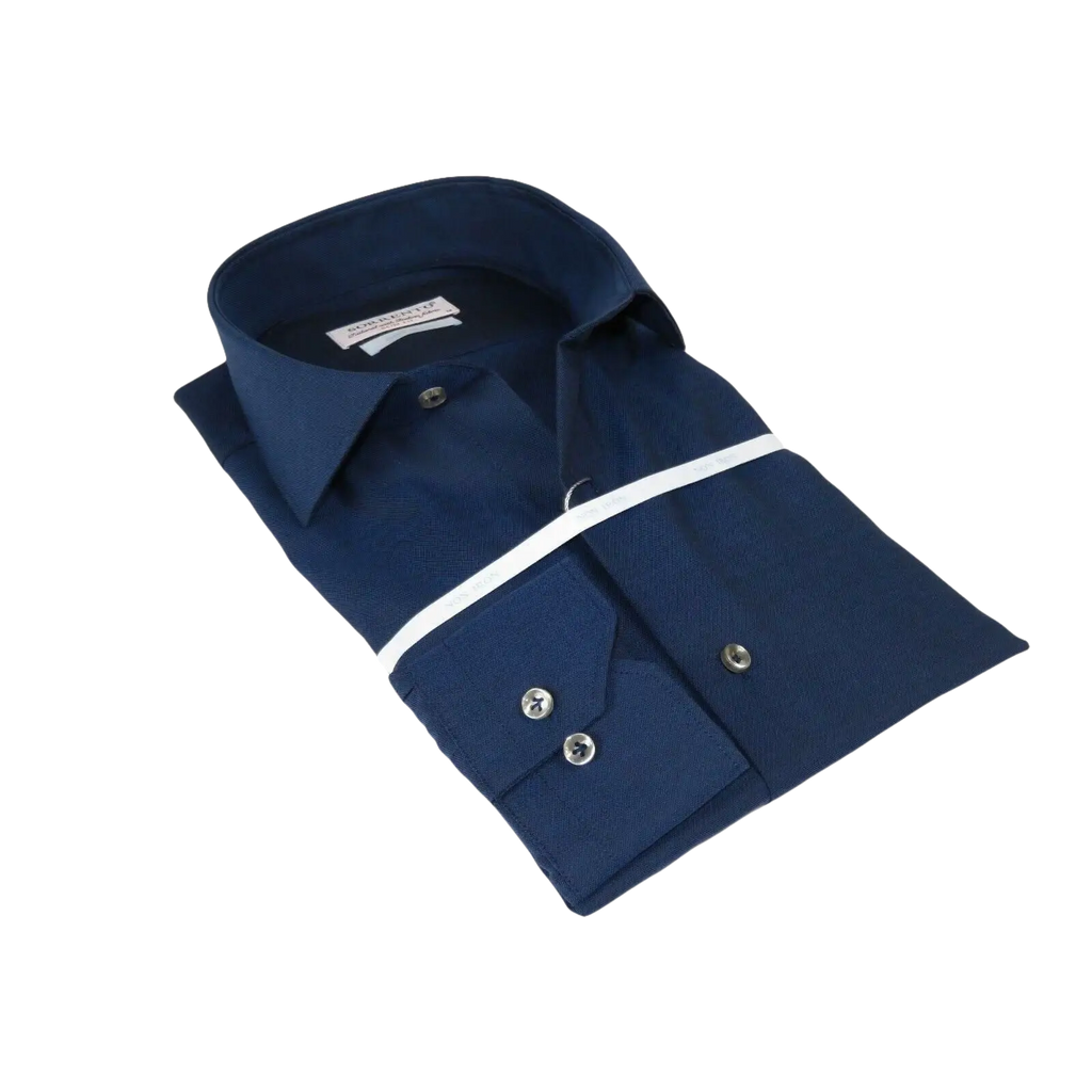 Mens 100% Italian Cotton Shirt High Quality Non Iron SORRENTO Turkey 4746 Navy - J.Valintin Men's Wear Legend - 96793