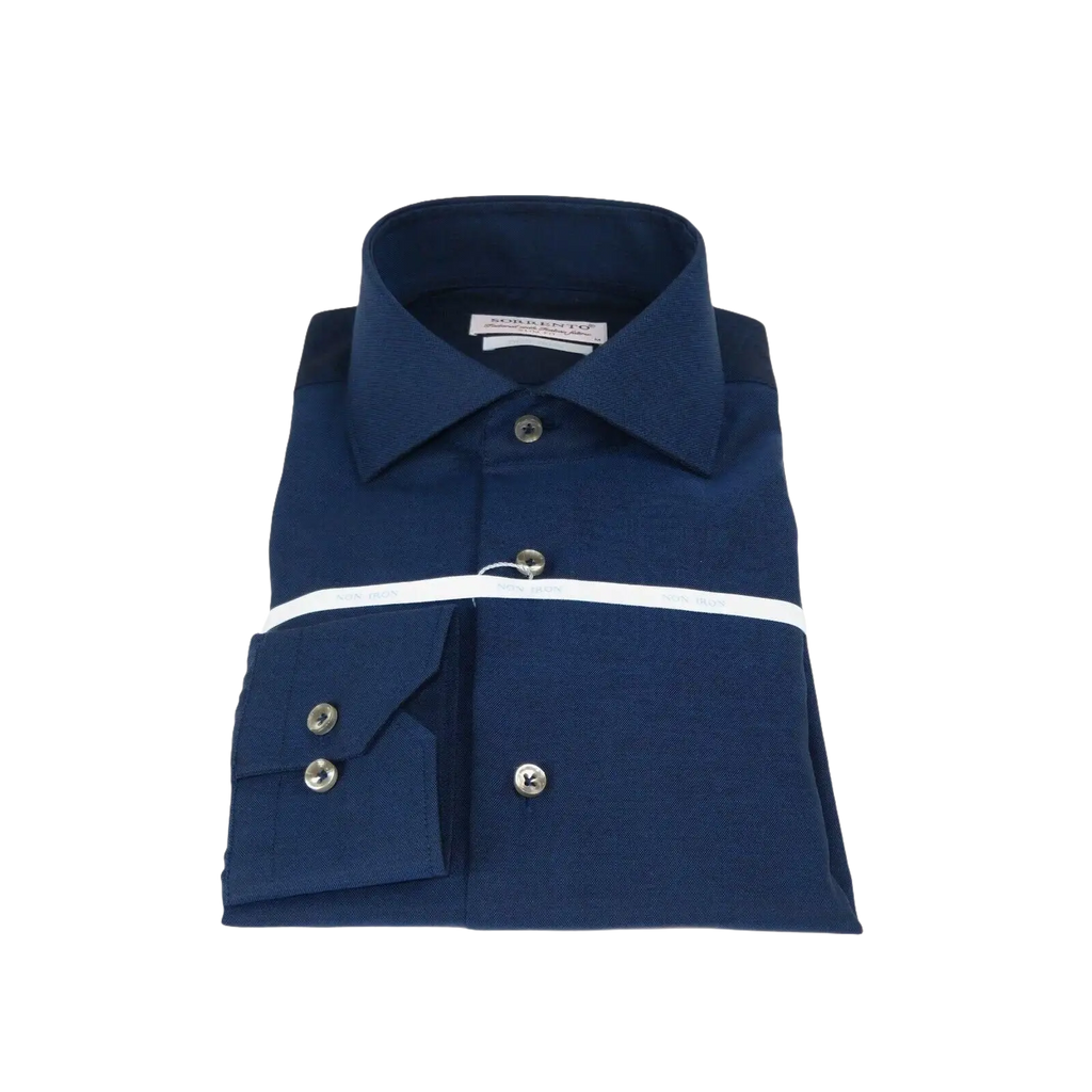 Mens 100% Italian Cotton Shirt High Quality Non Iron SORRENTO Turkey 4746 Navy - J.Valintin Men's Wear Legend - 96793