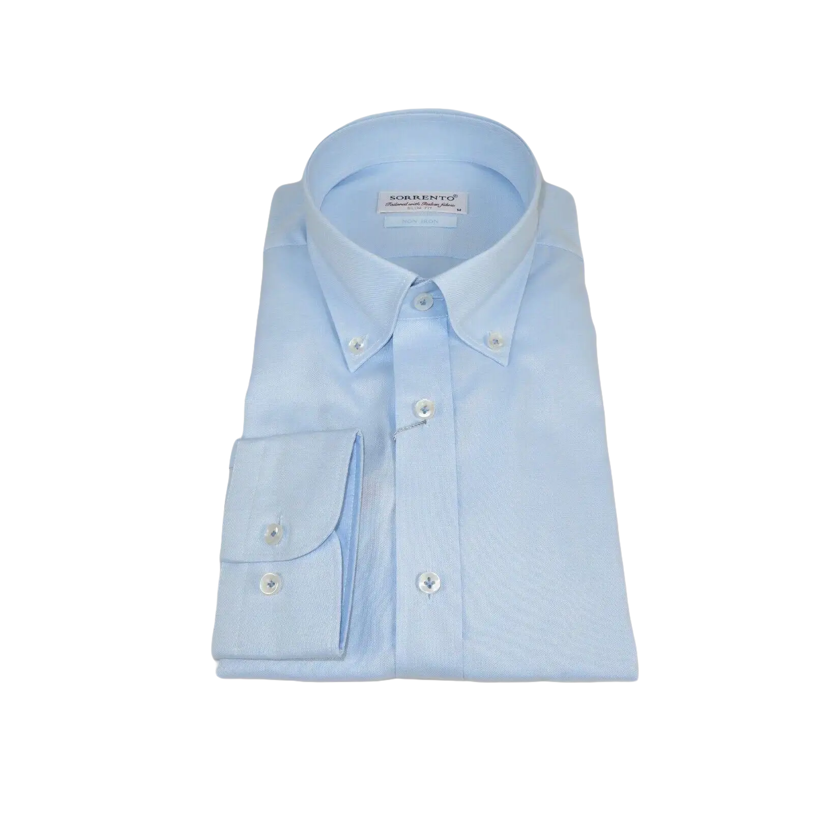 Mens 100% Italian Cotton Shirt Non Iron SORRENTO Button Down Oxford 4530 Blue - J.Valintin Men's Wear Legend - 98702